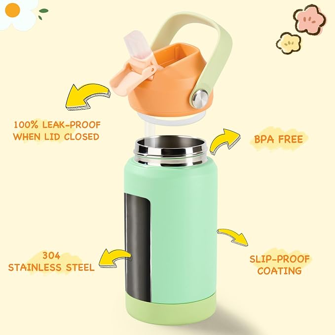 Kerilyn 12oz Kids Water Bottle 2 Pack, Stainless Steel Insulated Water Bottle - Image 2