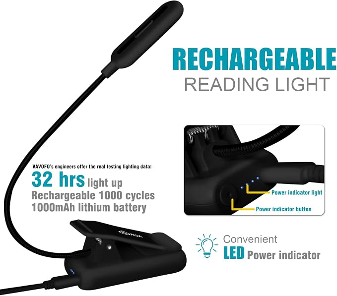 VAVOFO Rechargeable Reading Light, 7 LEDs - Image 4