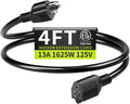 16/3 Black Extension Cord 4 FT, Indoor Extension Cord by Seeklyze