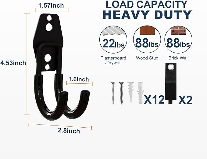 Garage Hooks Heavy Duty, 6 Pack Small Round Steel Garage Storage Hooks - Image 2