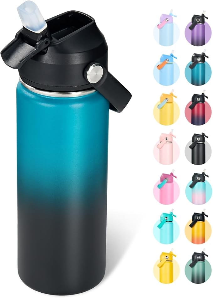 Fijinhom 18oz Insulated Stainless Steel Water Bottle, Wide Mouth Double Wall by Fijinhom