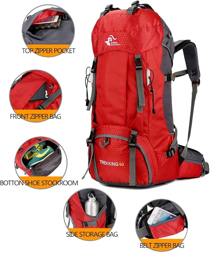 Bseash 60L Waterproof Hiking Camping Backpack - Image 3