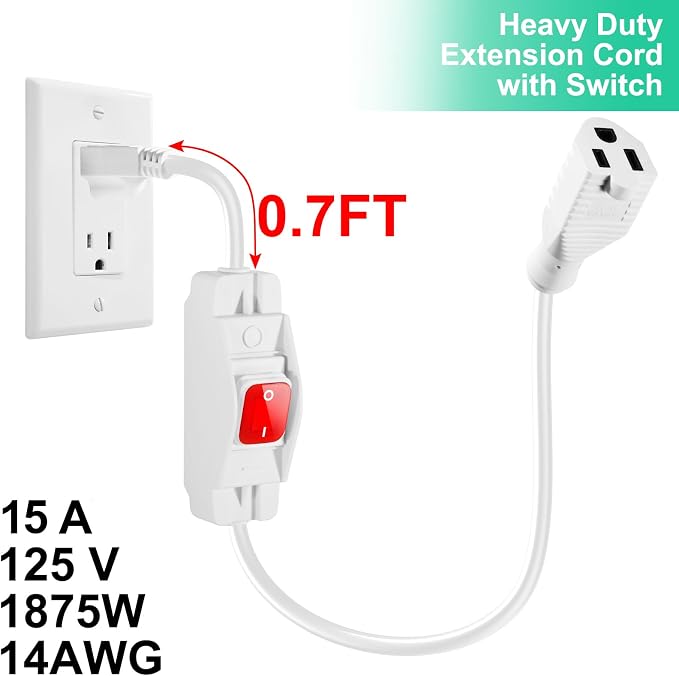 Outdoor Waterproof On/Off Switch Extension Cord, Heavy Duty 125v/250v Black - Image 3