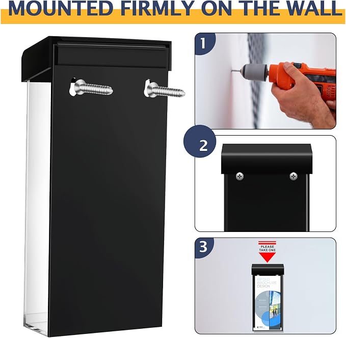 Remerry 1 Pcs Outdoor Brochure Holder 4 x 9 Inch Waterproof Wall Mount - Image 5
