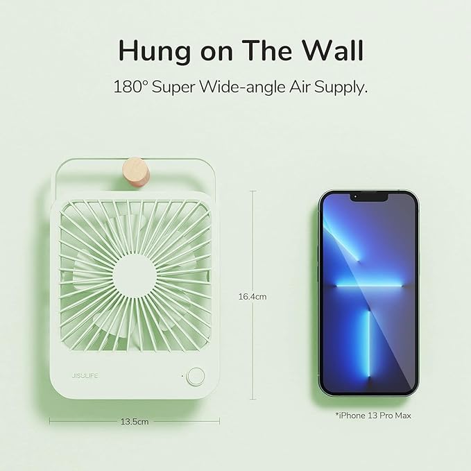 JISULIFE Desk Fan Battery Rechargeable, 4500mAh 180°Foldable Portable Personal - Image 5