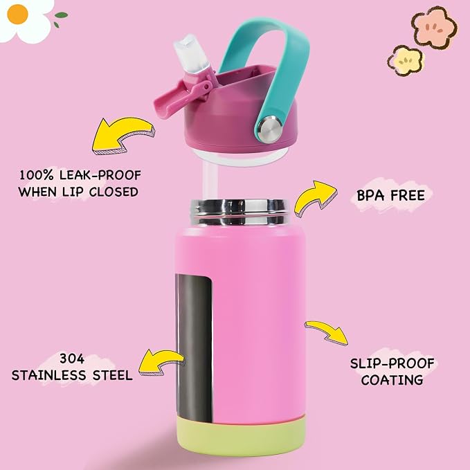 Kerilyn 12oz Kids Water Bottle, Stainless Steel Insulated Water Bottle - Image 2