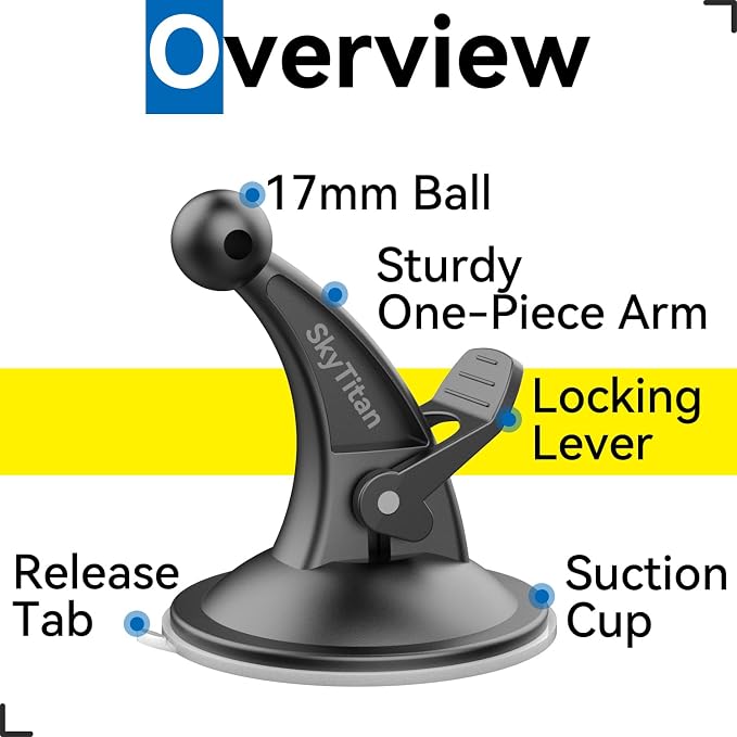 for Garmin GPS Car Mount 2 Pack Replacement Non-Sticky Suction Cup 17mm Ball - Image 8