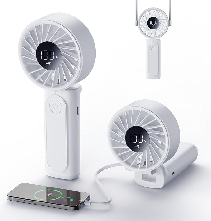 Peiyuu Handheld Portable Fan, 4000mAh USB Rechargeable Personal Fan, 180° by Peiyuu