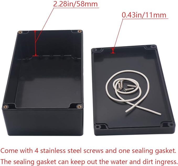 2 Pack Project Box IP65 Waterproof Junction Box ABS Plastic Black Electrical - Image 4