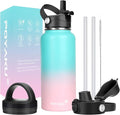 Water Bottle Insulated 32oz 40oz 64oz 128oz Straw Lid Spout Lid & 3 Lids by POYAKU