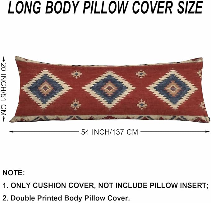 Decorative Body Pillow Covers 20x54inch Ethnic Red, Southwest Native American - Image 6