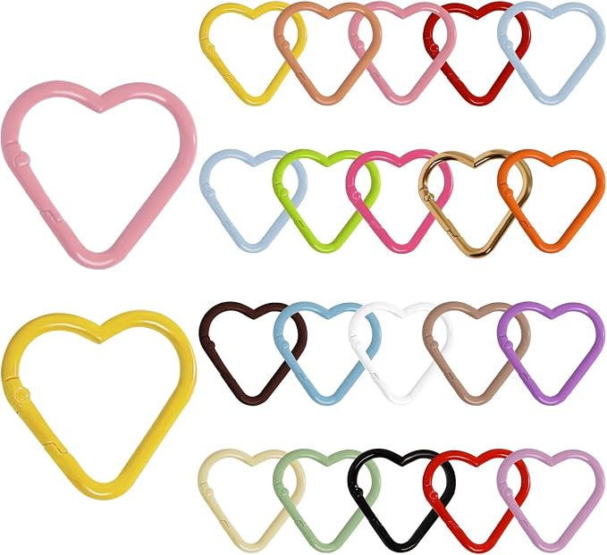 21-Pack Colorful Heart Carabiner Clips, Cute Keychain Purse Clip, Heart Ring by Unknown