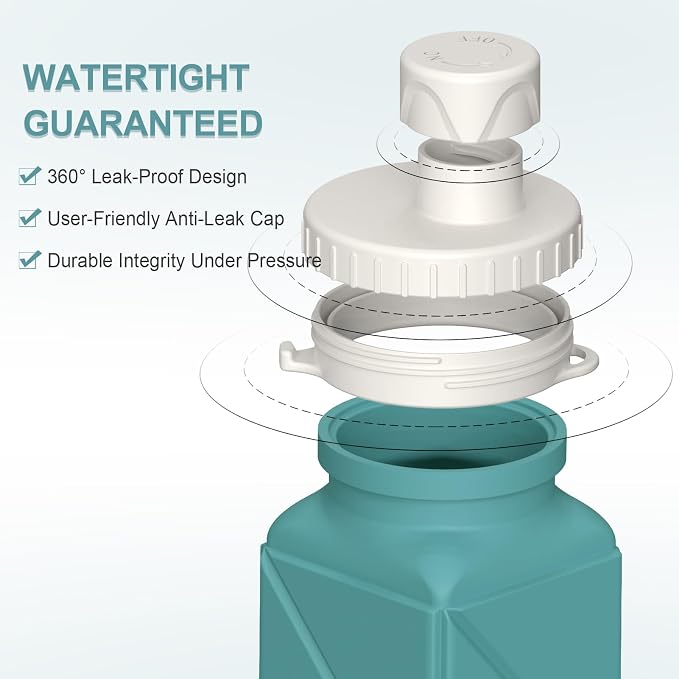 BEAUTAIL Collapsible Water Bottles 20.6oz 2 Pack, Silicone Foldable Portable - Image 4