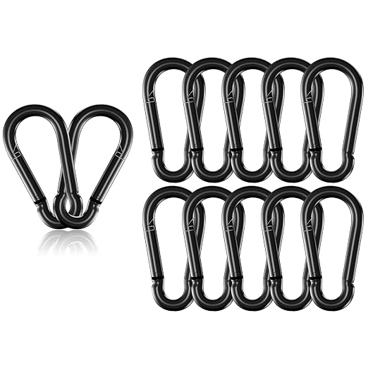 12 Pack 3" Heavy Duty Spring Snap Hook Carabiners, M8 5/16" Galvanized Steel by SEUNGCH