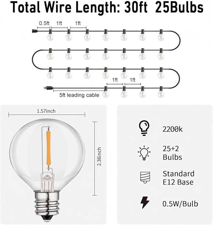 LED 30FT Outdoor String Lights - Image 3