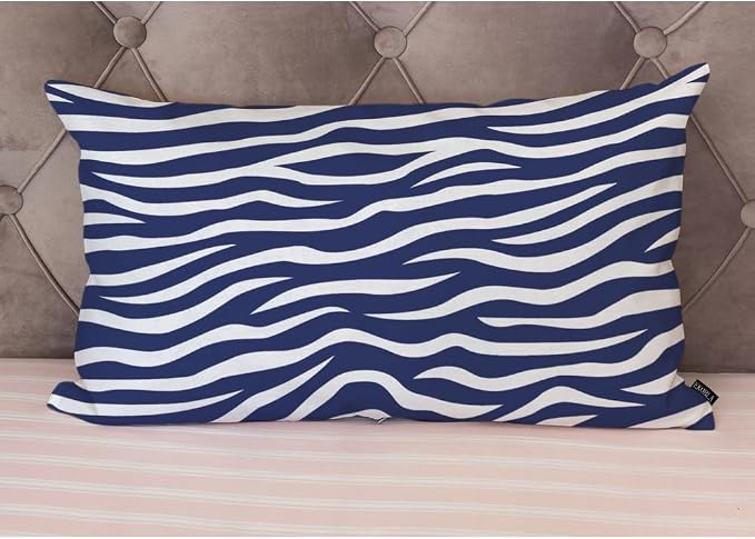 EKOBLA Zebra Stripe 12x20 Pillow Case Distressed Navy Blue White Animal Skin - Image 4