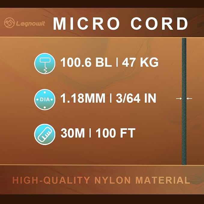 Micro Paracord, 1.18mm x 100ft Thin Mini Utility Braided Small Paracord - Image 2