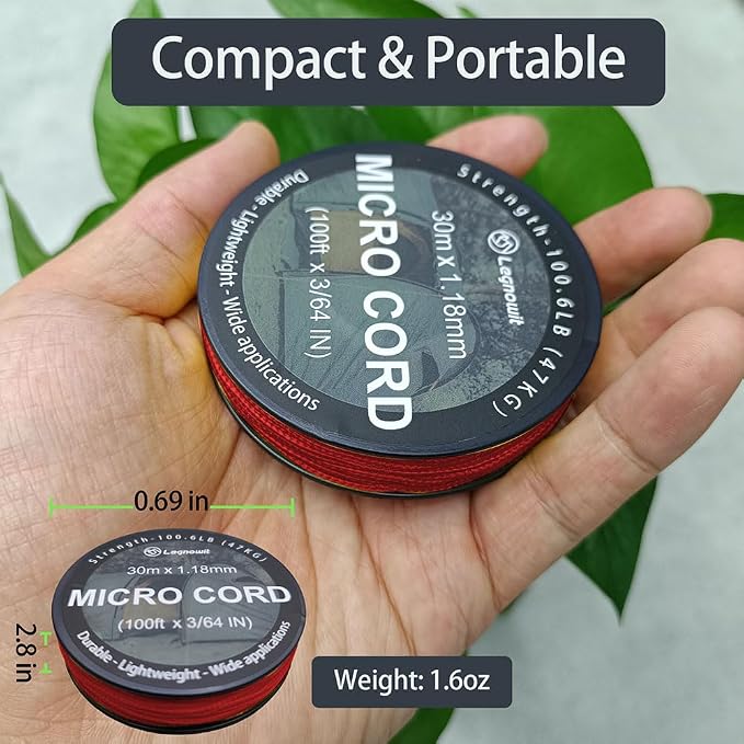 Micro Paracord, 1.18mm x 100ft Thin Mini Utility Braided Small Paracord - Image 3