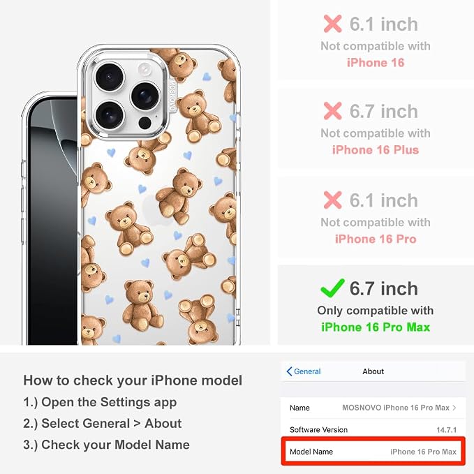 MOSNOVO for iPhone 16 Pro Max Case, Shockproof Military-Grade Protection 6.6ft - Image 2