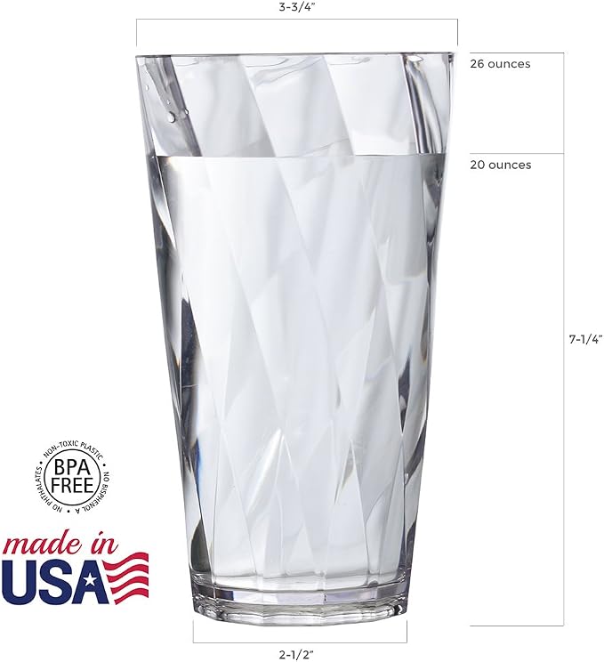 US Acrylic Optix Plastic Reusable Drinking Glasses 26oz Iced-Tea Cups in Clear - Image 5