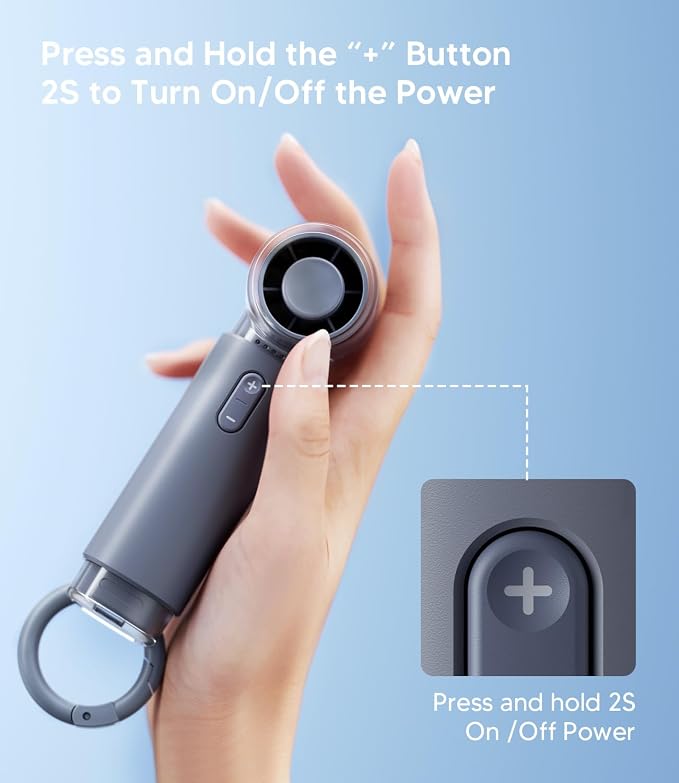 WSKEN Portable Handheld Fan, Rechargeable, 5 Speeds Mode, 20000rpm Brushless - Image 2