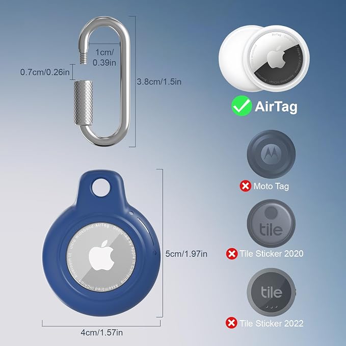 AirTag Holder with 304 Carabiner, 4 Pack IPX8 Waterproof Shockproof PC Hard Case - Image 7