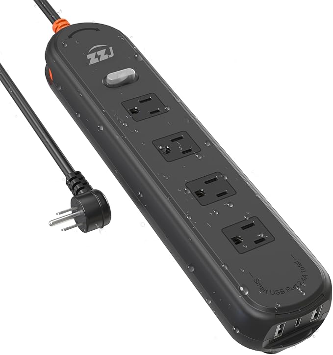 Outdoor Power Strip Weatherproof, 7-in-1 Surge Protector by ZZJPowerStrip