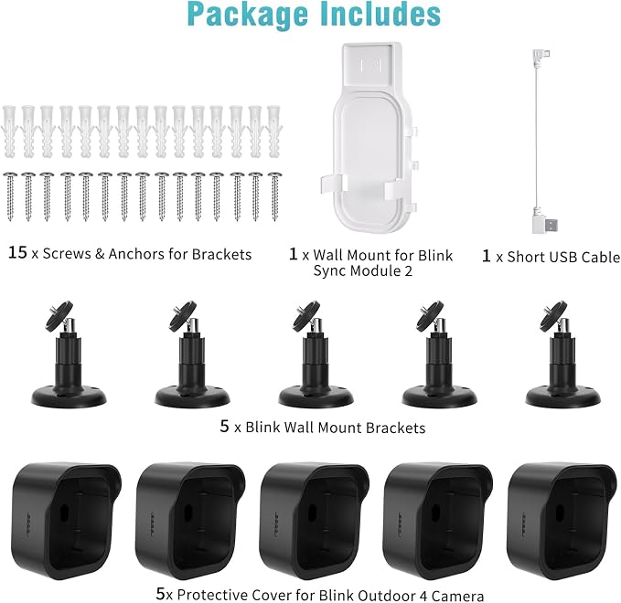 All-New Blink Outdoor Camera Wall Mount, 5 Pack Weatherproof Housing, 360 - Image 8