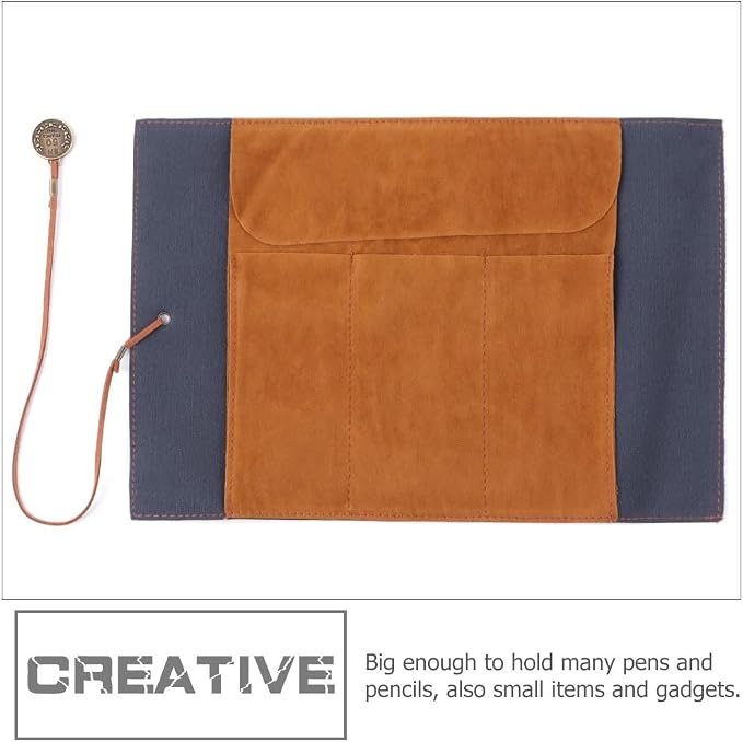 Cabilock Roll up Pencil Case Vintage Map Pu Leather Pencil Pouch Organizer - Image 9