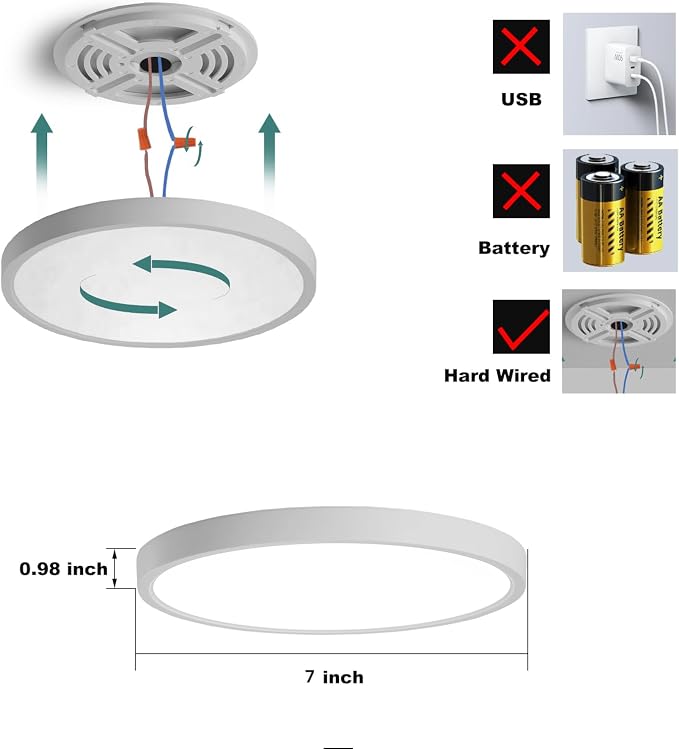 7 Inch Motion Sensor Ceiling Light Indoor, Motion Sensor Fixture Indoor - Image 3