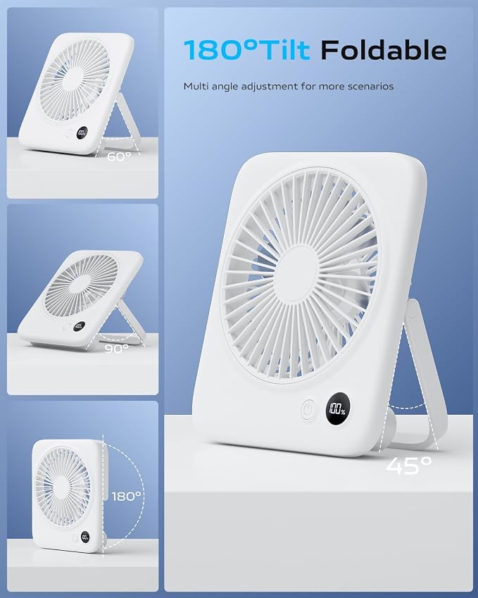 Otlonpe Portable Desk Fan 6.5 Inch, 4000mAh Rechargeable Battery Operated & USB - Image 5
