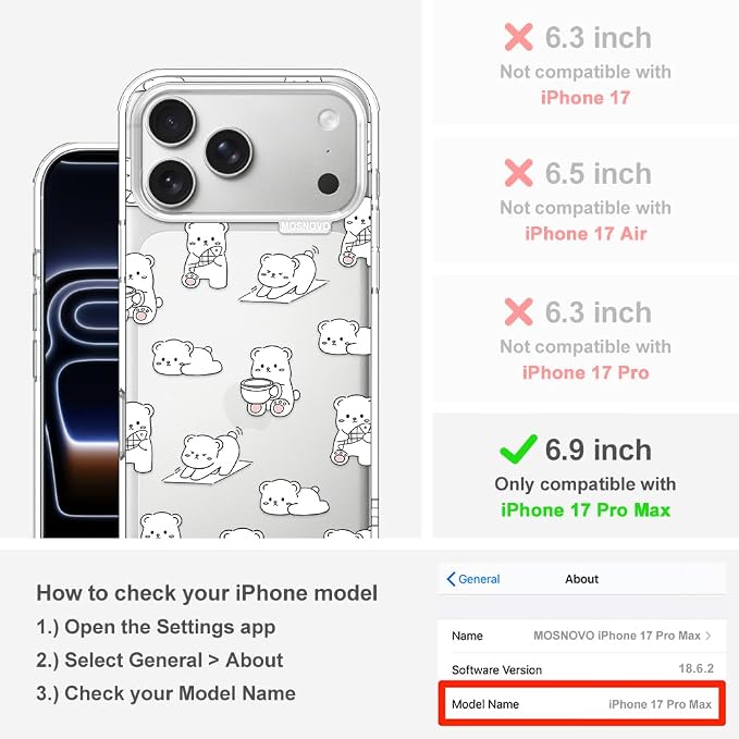 MOSNOVO for iPhone 17 Pro Max Case, Shockproof Military-Grade Protection 6.6ft - Image 2