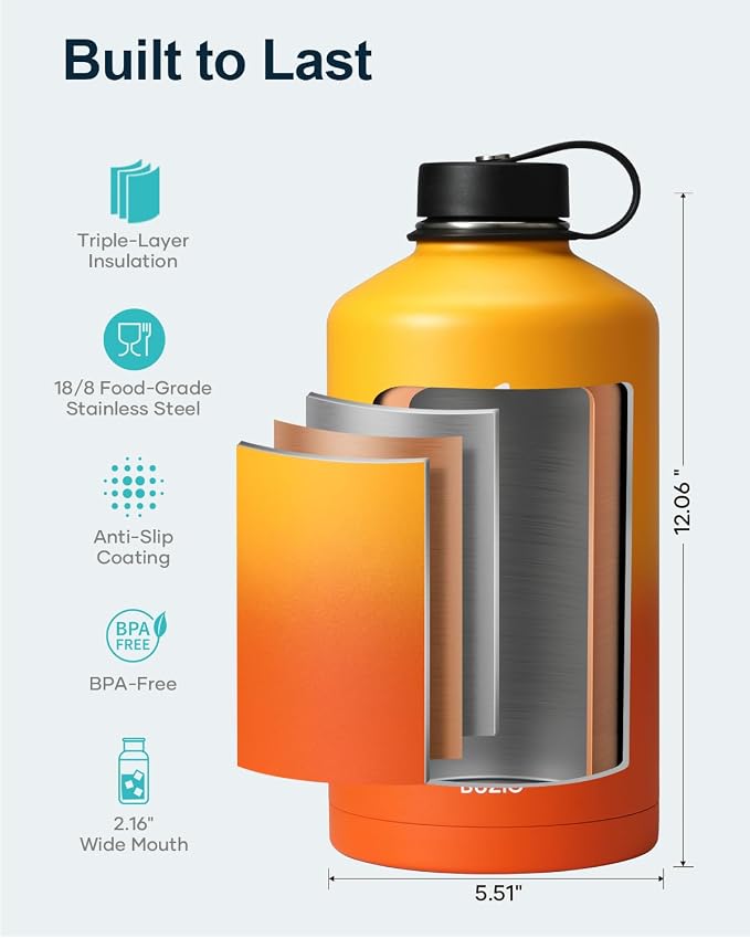 BUZIO 128oz Gallon Water Bottle, Insulated Water Jug - Image 4