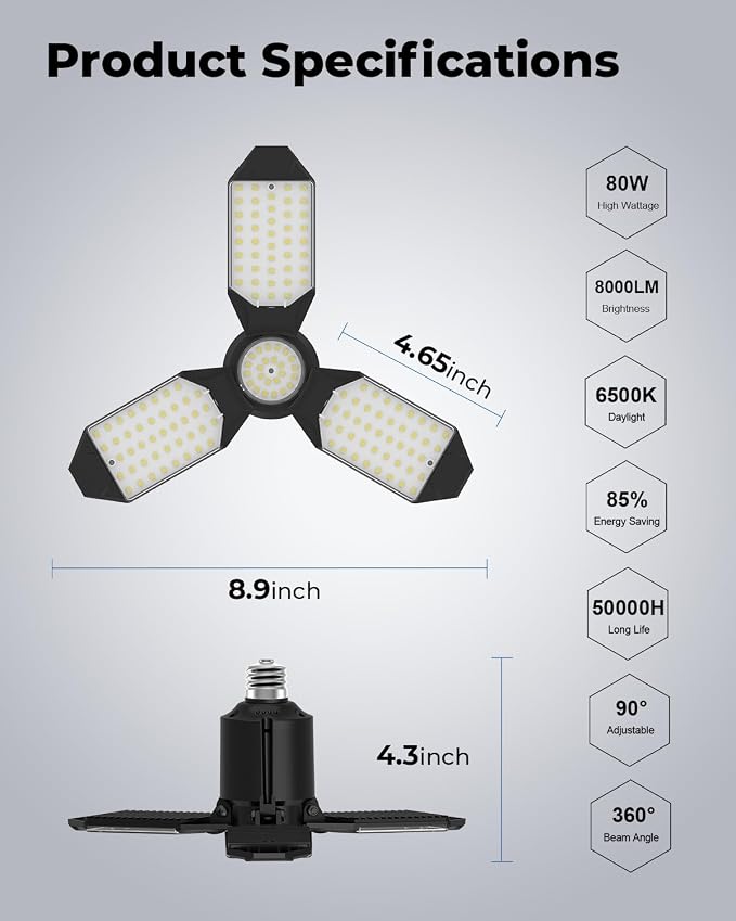 toberich LED Garage Light Bulb, 8000LM Shop Lights - Image 6