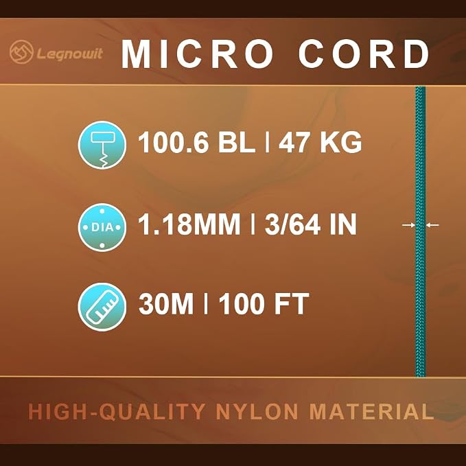 Micro Paracord, 1.18mm x 100ft Thin Mini Utility Braided Small Paracord - Image 2