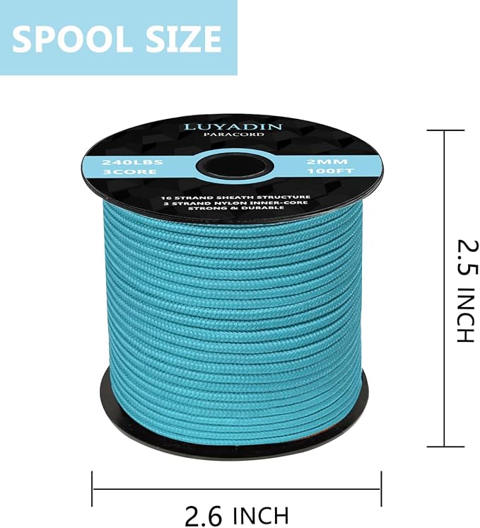 Paracord 240lb - Diameter 2mm Micro Utility Cord -3 Strand Parachute Spool Cord - Image 2