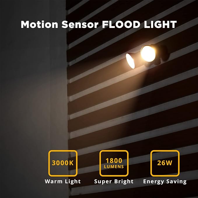 LUTEC 1800LM LED Motion Sensor Light Outdoor, Dual-Head Security Light - Image 2