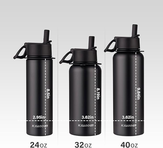 KXIAOCHEN Insulated Water Bottle, Stainless Steel Water Bottle, 2 Lids - Image 5