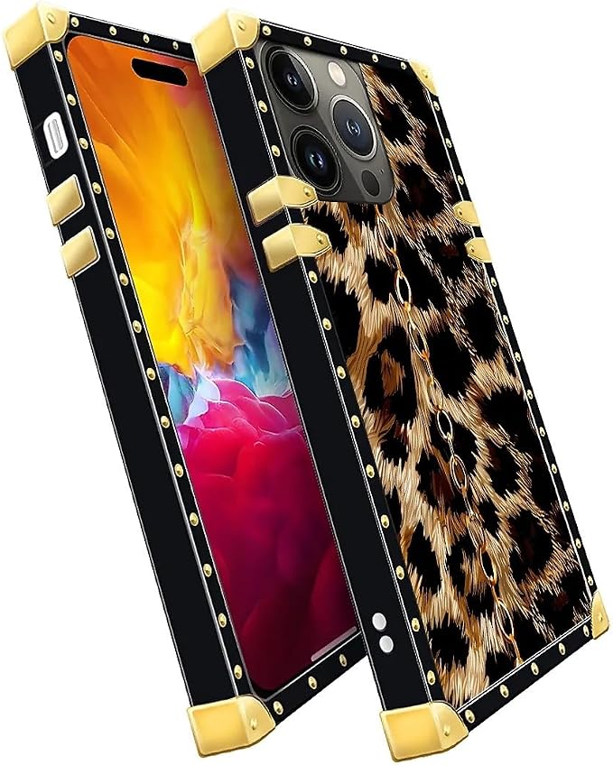 Compatible with iPhone 15 Pro Max Case, Seamless Gold Chain Leopard Luxury - Image 3