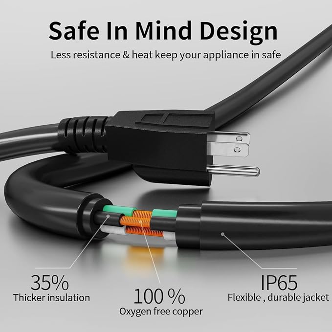 POWGRN 6 FT（2 Pack） 16/3 Black Indoor Outdoor Extension Cord Waterproof - Image 3