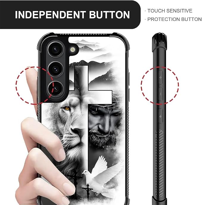 for Samsung Galaxy S23 Plus Case, Lion Cross Jesus Christ Dove Pattern Graphic - Image 6