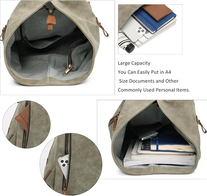 KL928 PU Leather Vintage Backpack – Large Casual Daypack Outdoor Travel - Image 4