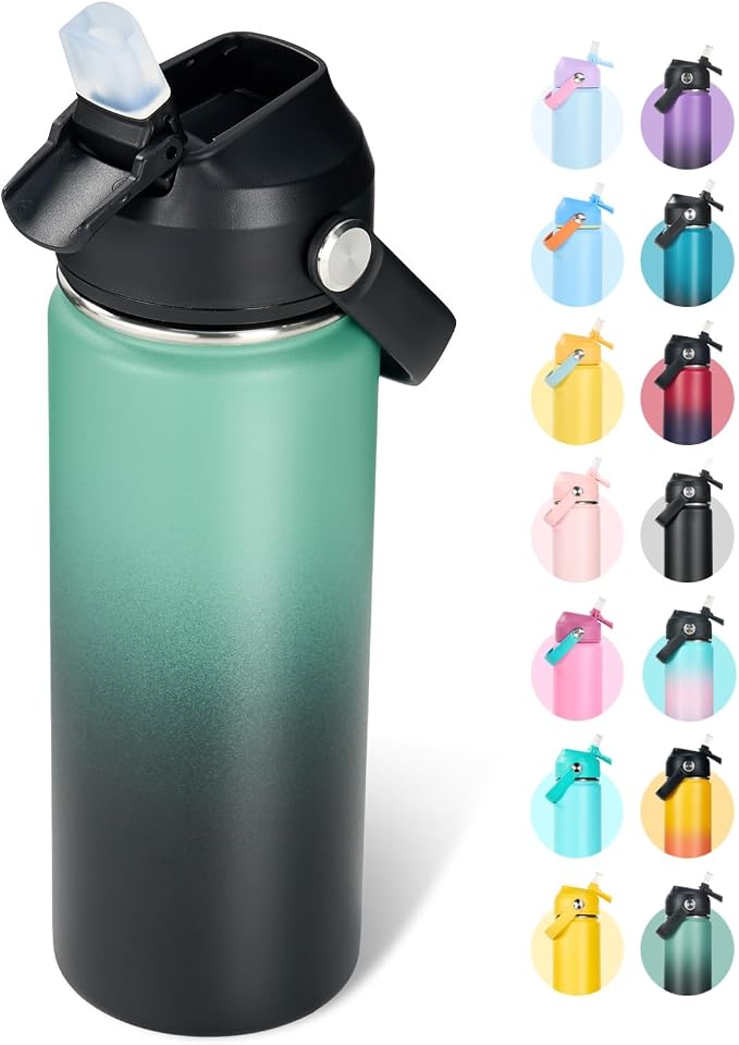 Fijinhom 18oz Insulated Stainless Steel Water Bottle, Wide Mouth Double Wall by Fijinhom