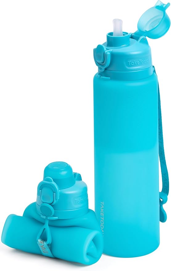 TakeToday Collapsible Water Bottles 32oz, Foldable Travel Water Bottle by TAKETODAY