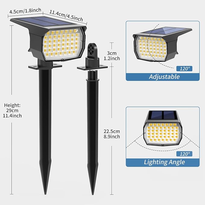 WENATY Solar Spot Lights Outdoor Waterproof IP65, 2 Pack Landscape Spotlights - Image 6