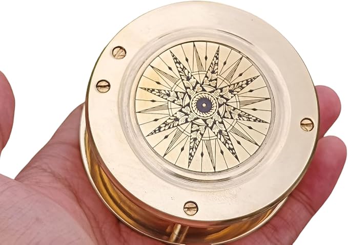 Vintage Brass Compass with Wooden Box – Antique Navigation Compass - Image 6
