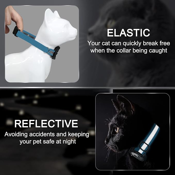 Reflective AirTag Cat Collar, Integrated Cat Tracker Collar - Image 2