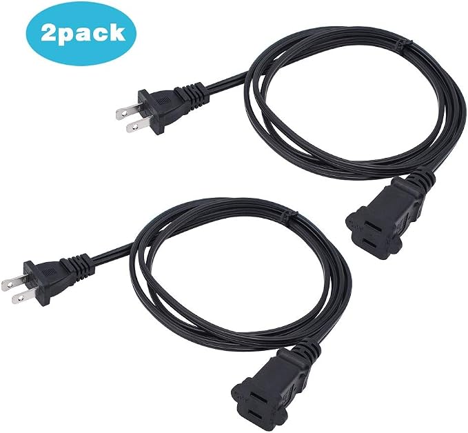 2-Pack Extension Cord 2 Prong, 5FT Short and Small Etension Cords Male/Female - Image 6