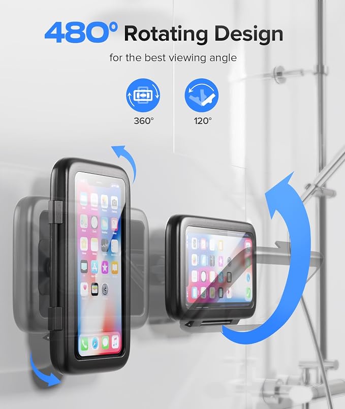 LC-dolida Shower Phone Holder Waterproof 480 Rotation Phone Stand Case Mount - Image 4