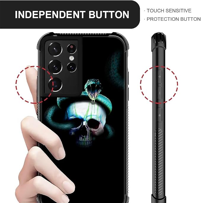 for Samsung Galaxy S21 Ultra Case, Skeleton Winding Snake Pattern Graphic - Image 4